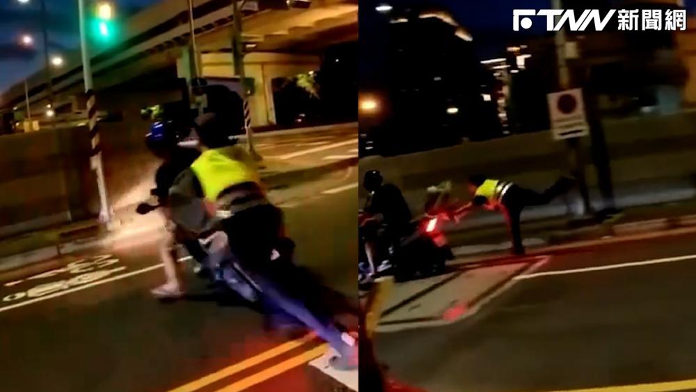 影／騎士拒攔查違規迴轉逃逸　女警拉車尾慘被摔
